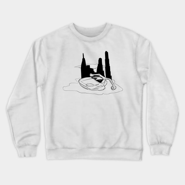 The Future: Flying Race Cars Crewneck Sweatshirt by HybridFiction